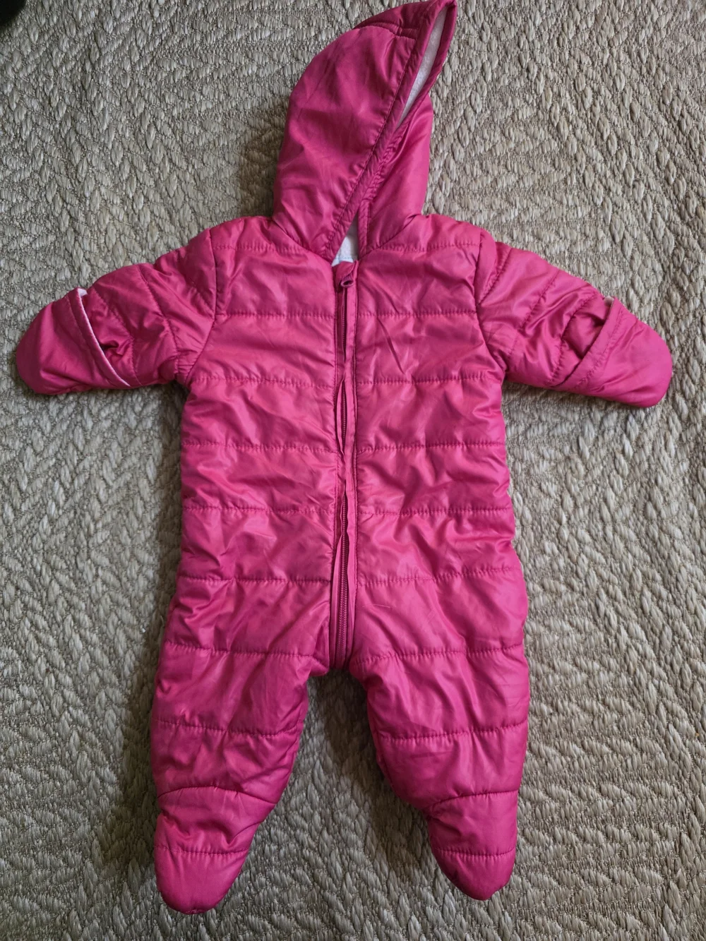 Infant Berry Pink Hooded Quilted One-Piece Snowsuit